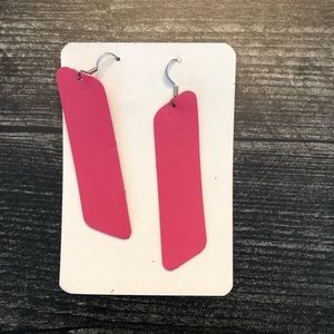 Hot Pink Leather “Side Bar” Earring NIP